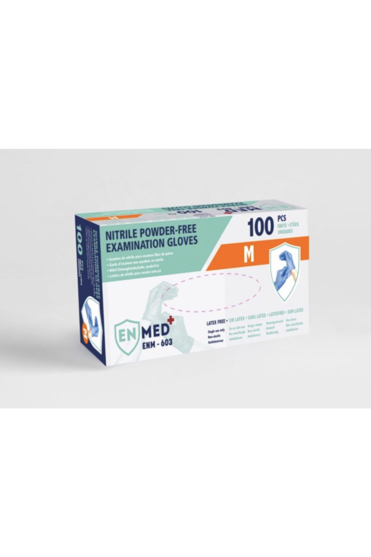 ENMED Mavi Nitril Eldiven Pudrasız 100lü Paket ( M ) Beden