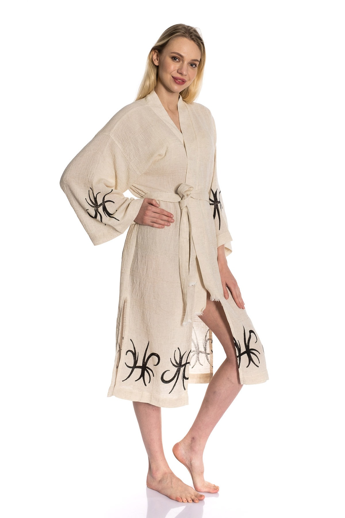 Dokubba Geleneksel Dokuma Keten Kimono