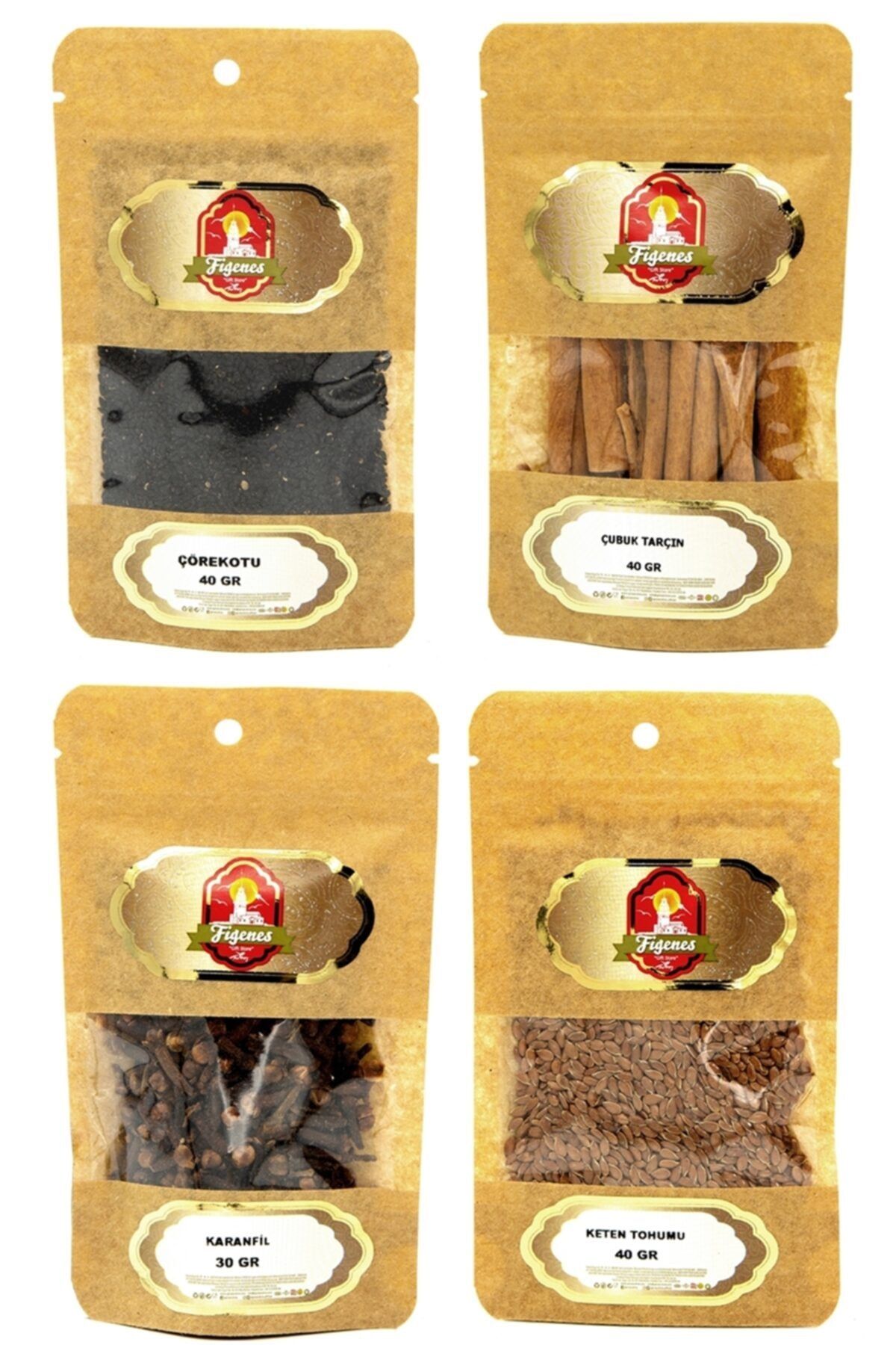 Spice&Me Figenes Çörekotu 40 Gr, Çubuk Tarçın 40 Gr, Karanfil 30 Gr, Keten Tohumu 40 gr - 4'lü Set