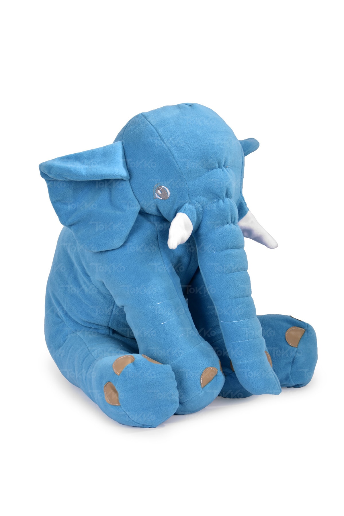 TOKKO Xl Dev Boy 60 cm Fil Uyku Arkadaşım Uyku Fili Peluş Yumuşak Fil Oturma Desteği Bebek Fili Mavi