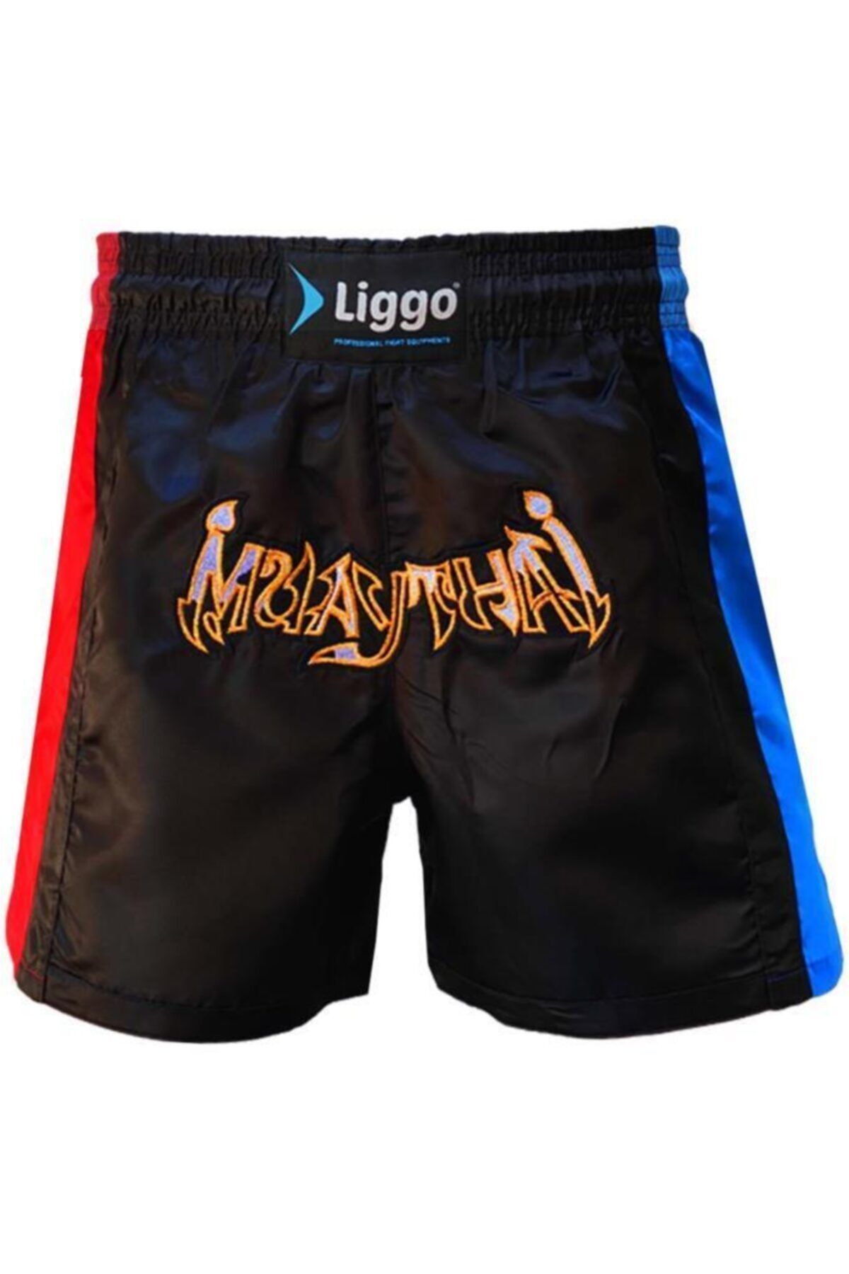 Liggo Erkek Siyah Nakışlı Muaythai Kickboks Boks Şortu