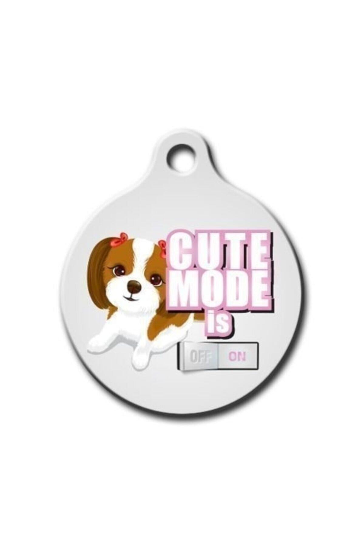altın pati Cute Mode Is On (pembe) Yuvarlak Köpek Künyesi