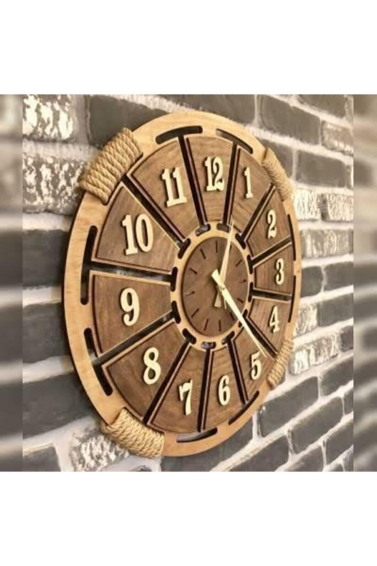 hediyekolisi Akçaağaç Dekoratif Ahşap Duvar Saati