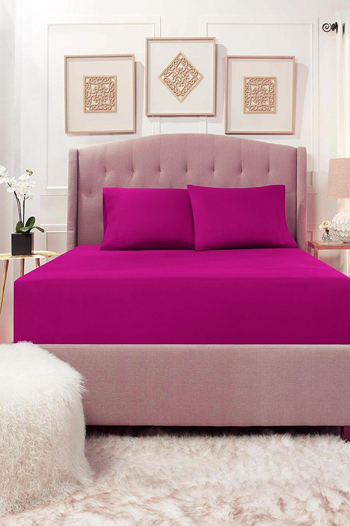 LadyModa Fuşya Tek Kişilik Lastikli Çarşaf 120x20 cm