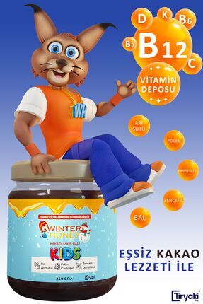Boy Uzatıcı-vitamin C--arı Sütü-bal-polen-Kakaolu winter honey 240 Gr 4 Adet Image 0