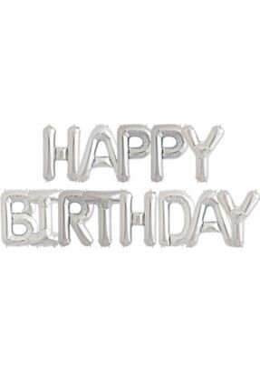 Happy Birthday Yazılı Harf Folyo Balon 16 Inç 40 cm Gümüş Image 0