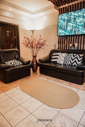 Hasır Jüt Oval Saçaksız Kilim Halı Image 0