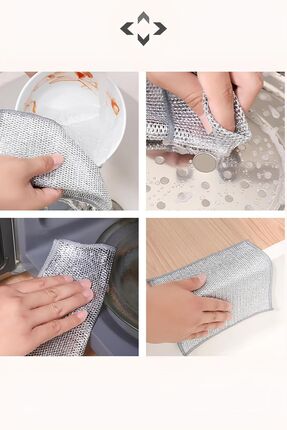 6 Adet Tel Bulaşık Bezi Çizmez Bulaşık Teli Çelik Bez 20x20 Çift Katmanlı Image 1