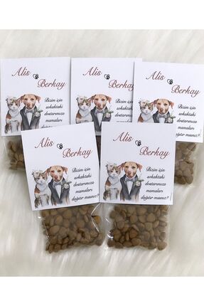 (24 Adet) Kişiye Özel Kedi Köpek Maması Doğum Günü, Mevlit, Söz, Nişan, Düğün, Nikah Hediyelik Image 0