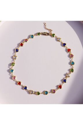 Gold Renkli Kalp Choker Kolye Image 0