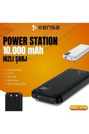 Powerbank Yeni Nesil Dijital Göstergeli Kendinden Kablolu 10.000 mAh  Ultra Hızlı 22.5 W USB-C ve LN Image 0