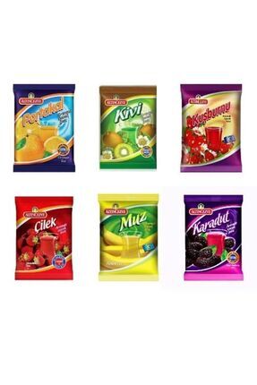 6 Lı Paket (PORTAKAL-KİVİ-KUŞBURNU-ÇİLEK-MUZ-KARADUT) 250 gr Içecek Tozu Image 0