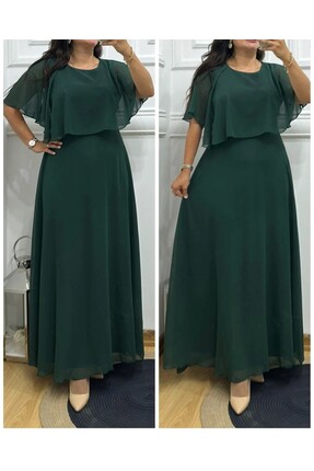 Düz Şifon Kumaş Bolero Detaylı Elbise Image 0