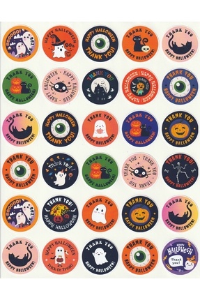 Nunuki Halloween Thank You Sticker Seti 3,2 Cm Cadılar Bayramı Teşekkür Etiket Nstı0046 Image 0