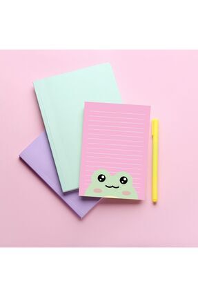 Sevimli Kurbağa Desenli Defter/notepad/memopad/bloknot/planlayıcı/to Do List A6 Image 0