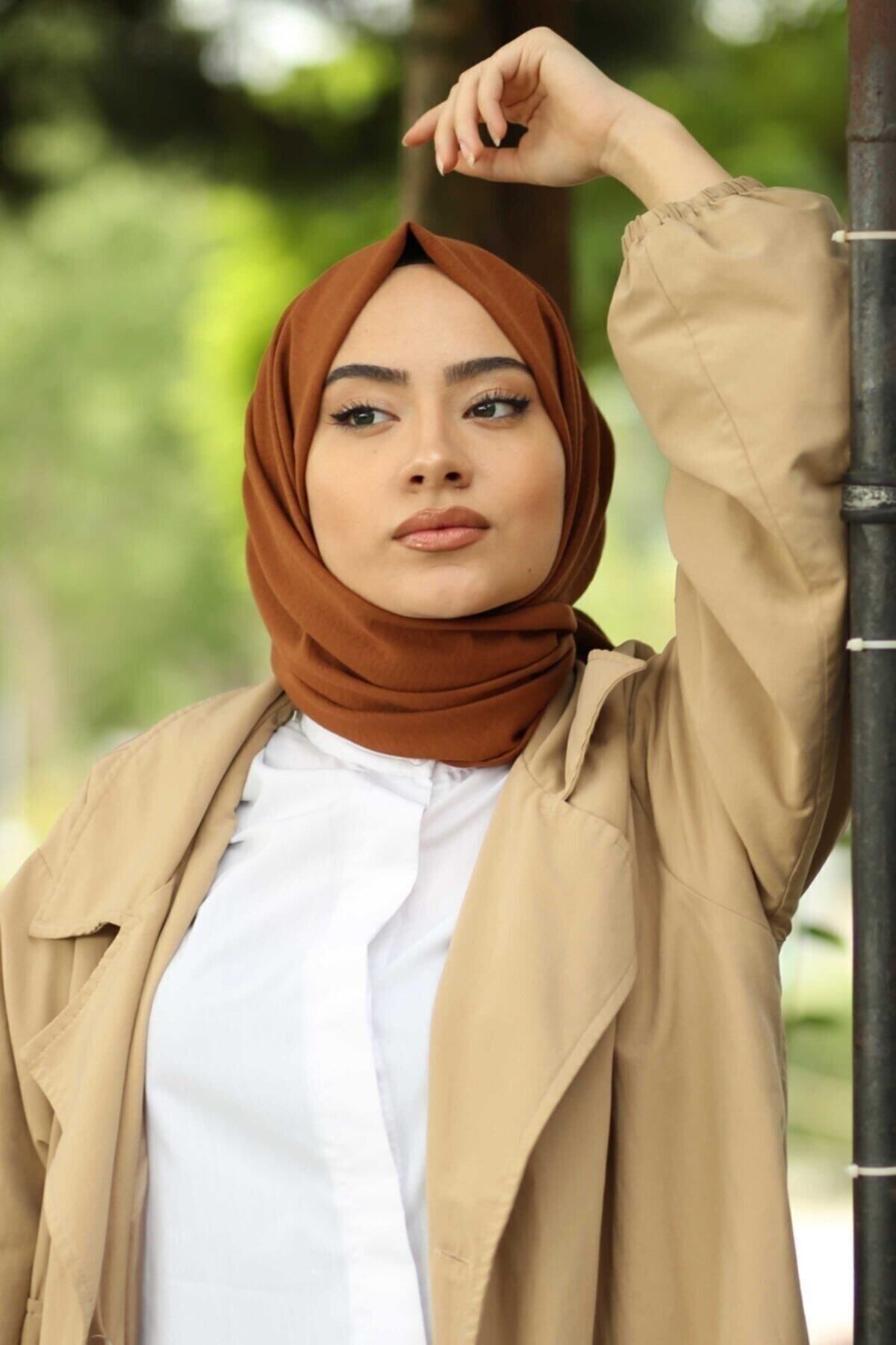 مدل شال جاز نخی کراس حجاب -قرمز قهوه ای