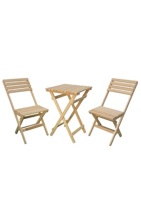 Ahşap Balkon Bahçe Mutfak 3'lü Bistro Set Katlanır 2 Sandalye 1 Masa Takım 50x50cm nat mb247 Image 0