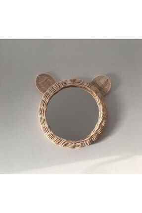 20 Cm Kulaklı Ayna Çocuk Odası Rattan Bambu Hasır Duvar Aynası Image 0
