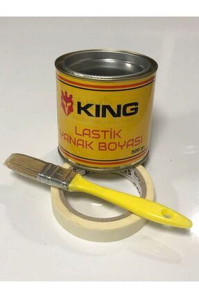 Lastik Yanak Boyası Inci Beyazı 500 Gr + Bant + Fırça Komple Set Image 0