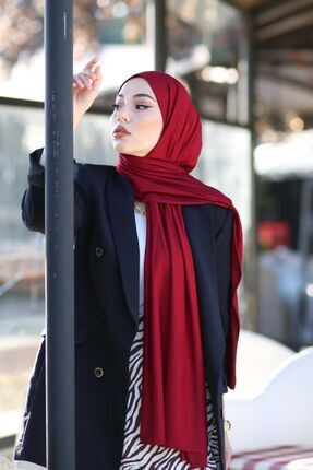 Tesettür Penye Şal Modeli - Bordo Image 0