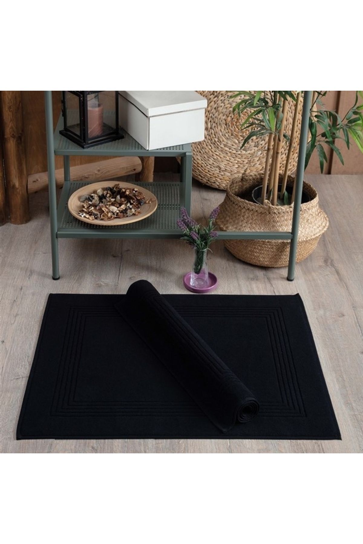 ست 2 عدد حوله پا مشکی 60 در 80 سانتی متر - نرم و بسیار جاذب - 100% پنبه