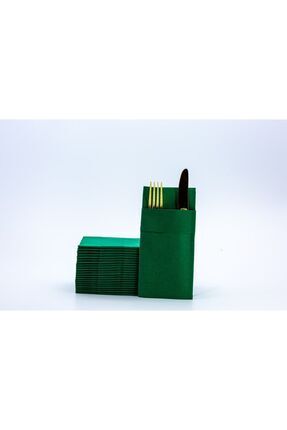 As7 Yeşil Kumaş Dokulu Cepli Peçete 40x40 50'li Paket Image 0