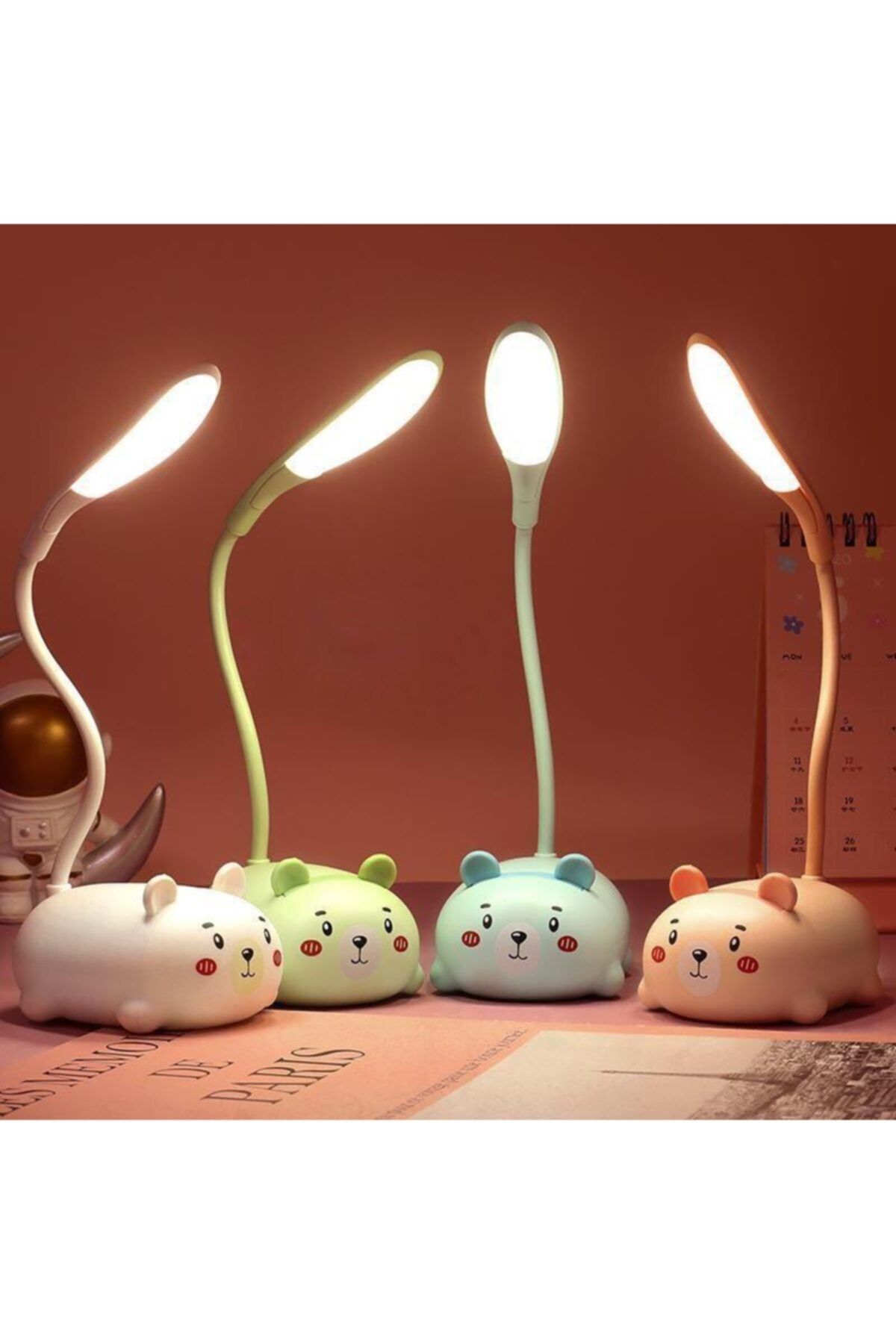 MiniHome Avec Av-606 Sevimli Ayıcık Usb Ledli Şarjlı Masa Lambası