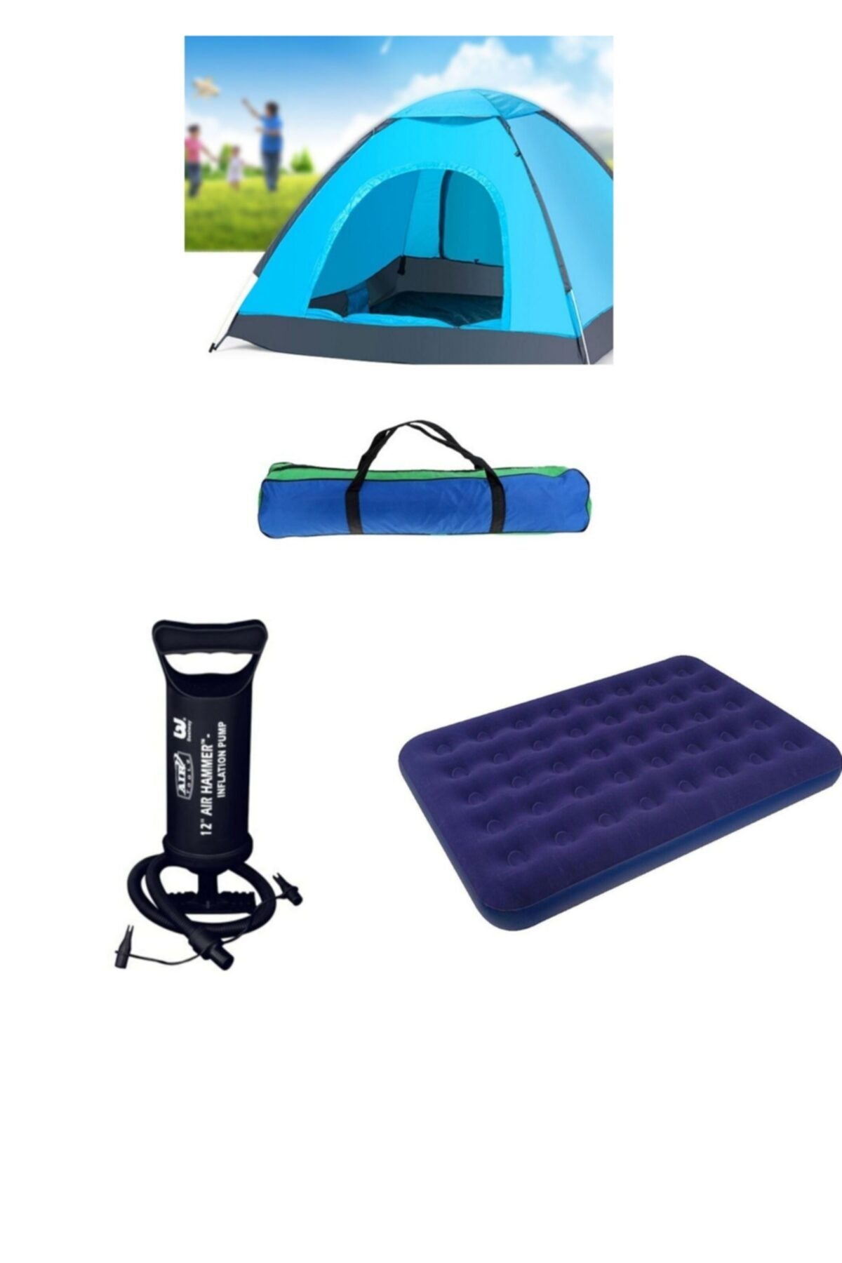 Oranj Life Kamp Çadırı Seti - 6 Kişilik Çadır + Şişme Yatak + Hava Pompası