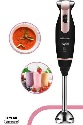 Leylak 28000 Devirli Ac Güçlü Motorlu Paslanmaz Çelik Bıçaklı El Blenderi Siyah Gold Rose Image 0