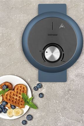 Bonbon 1000 W Taşmayı Önleyen Derin Plakalı Isı Korumalı Waffle Makinesi Ege Mavisi Image 0