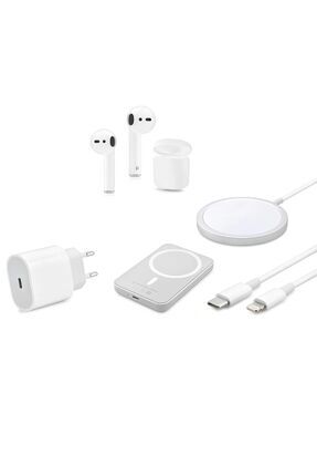 shpwave Apple İphone Tam Takım Set 5 Parça Bluetooth Kulaklık Magsafe Powerbank ve Şarj Seti ht Image 0