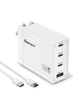 100W USB-C Güç Adaptörü GaN (Akım Korumalı) Hızlı Şarj Cihazı (Type-C Kablo Dahildir) Beyaz Image 0