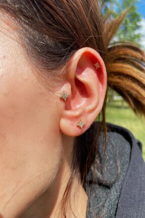 Çelik Kutup Yıldızı Figürlü Tragus - Kıkırdak - Helix Piercing Image 0