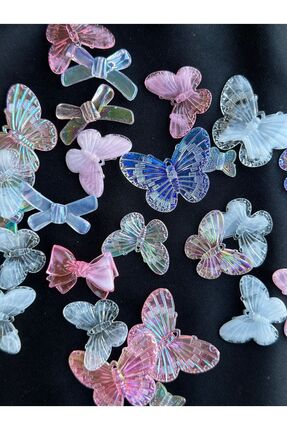 25 Adet Şeffaf Pembe Beyaz Janjanlı Hareli Parlak Karışık Renkli Parlak Plastik Akrilik Boncuk Image 3