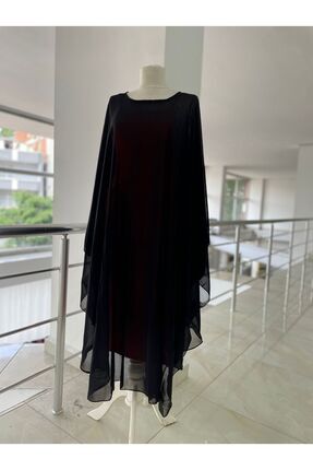 Tesettür Mayo Üzerine Desenli Tek Kaftan Pareo Image 0