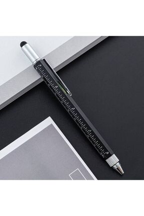 6-in-1 Çok Fonksiyonlu Vıp Hediyelik Kalem, Tükenmez, Cetvel, Terazi, Stylus, Tornavidalı (SİYAH) Image 0