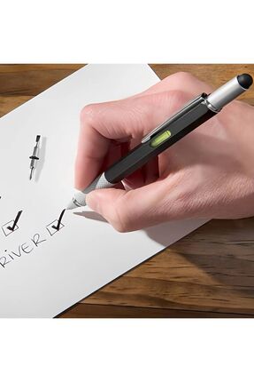 6-in-1 Çok Fonksiyonlu Vıp Hediyelik Kalem, Tükenmez, Cetvel, Terazi, Stylus, Tornavidalı (SİYAH) Image 5
