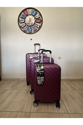 %100 ABS KULLANIŞLI RENKLİ 3'lü SET VALİZ Image 0