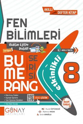 Günay Yayınları 8.Sınıf Bumerang Fen Bilimleri Etkinlikli Akıllı Kitap 2023-24 Image 0