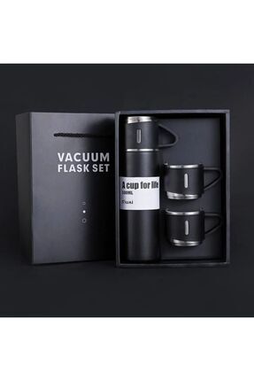 Paslanmaz Çelik Isı yalıtımlı  Termos 3 Bardaklı Termos Seti Vakumlu Termos Set Çanta Hediyeli Image 0