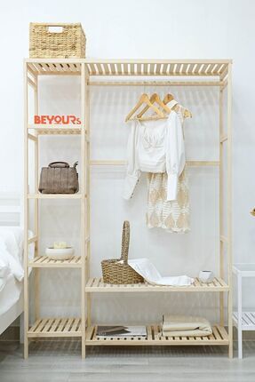 Açık Gardrop 148x96x35cm Ahşap Raflı Elbise Askılığı Hera-xl2f Konfeksiyon Askılık Image 0
