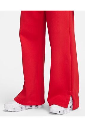 Sportswear Phoenix Fleece High-Waisted Wide Oversize İspanyol Paça Kırmızı Kadın Eşofman Altı Image 3