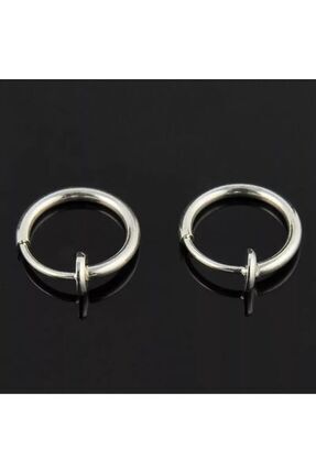 Fake Piercing-küpe 2'li Gümüş Renk Sıkıştırmalı 316l Paslanmaz Çelik (kulak-burun-dudak) Image 0
