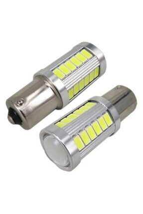 P21w Beyaz Mercekli Led 93 Sinyal Stop Ampul 33 Led 12v Tek Duy Düz Tırnak Image 0