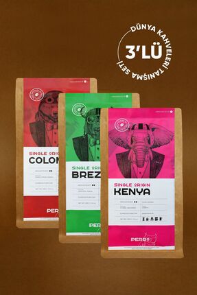 Yöresel Kahveler Tanışma Seti 200 gr X 3 / Kenya Colombia Brezilya Single Origin Filtre Kahve Image 0