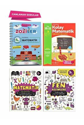 4.Sınıf (4lü SET) Matematik Canlanan Soru Bankası, Fen Bilg, Ödevlere Yardımcı Mat, Kolay Matematik Image 0