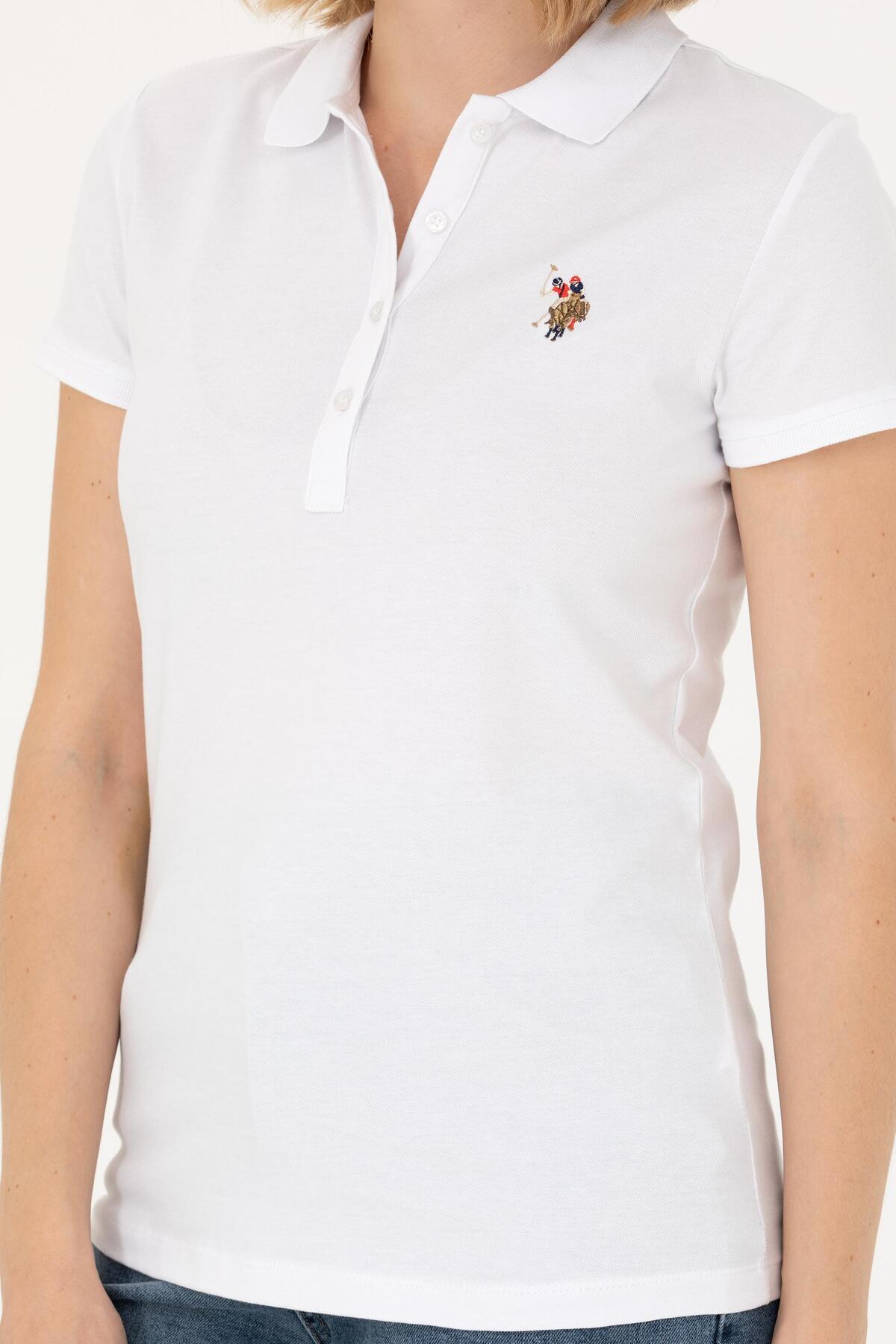 تی شرت یقه پولو سفید زنانه