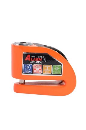 606mva 6 Mm Renkli Alarmlı Motosiklet Disk Kilidi Turuncu Image 3