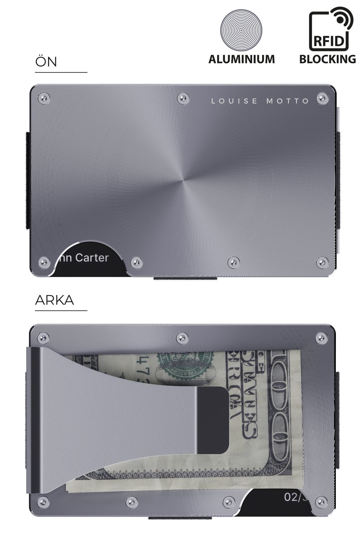 Cardx - Shine Clips - نسل جدید کیف پول مینیمالیست، نگهدارنده کارت - Rfid Blocking، زنان و مردان (نقره ای)