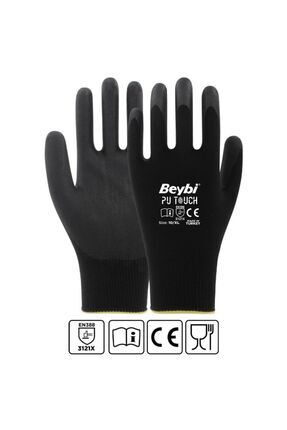 Pu Touch Polyester Eldiven No:8 Siyah Image 0